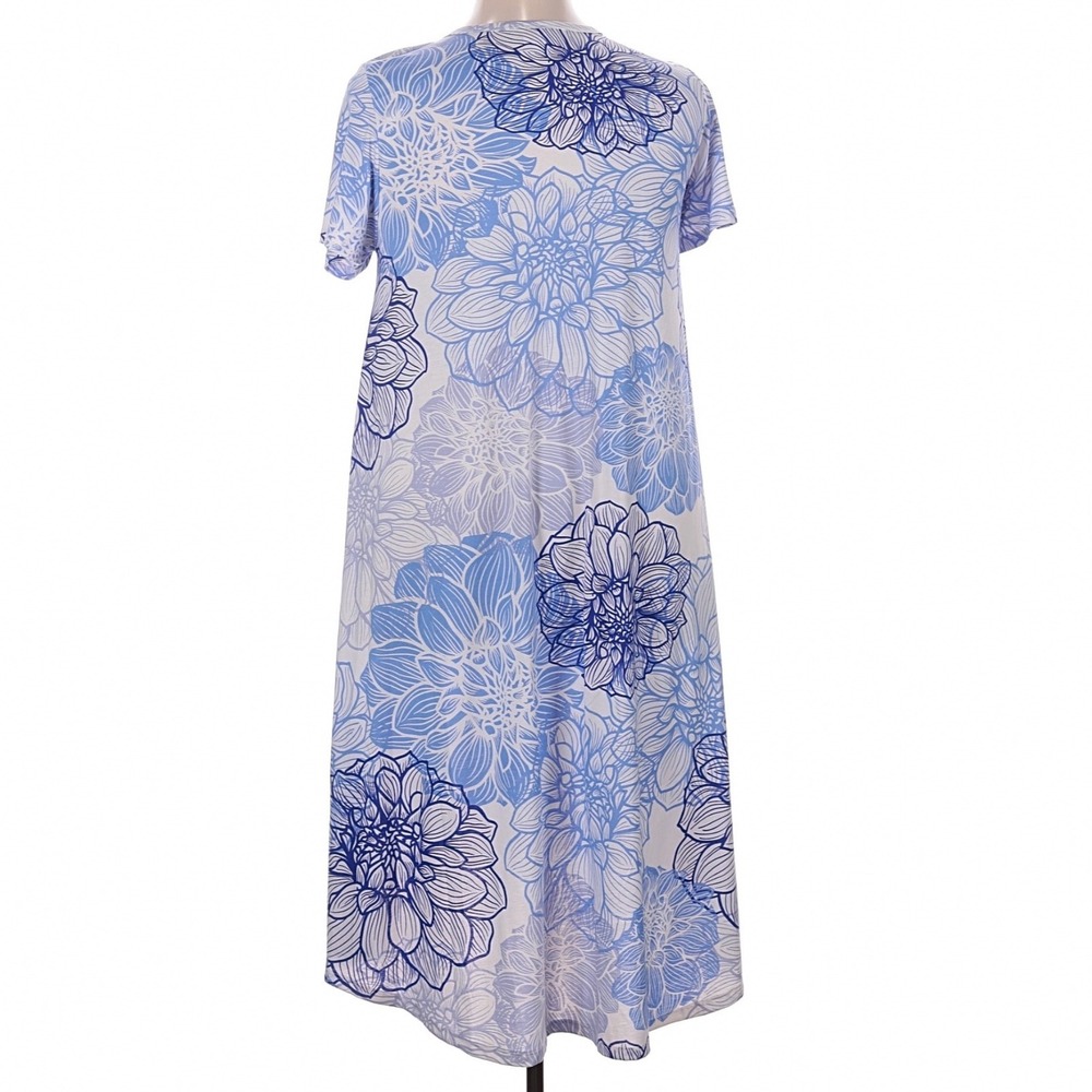 LuLaRoe Womens Dress Carly 3XL Blue White Floral Garden Bouquet High Low 3X - Picture 2 of 4